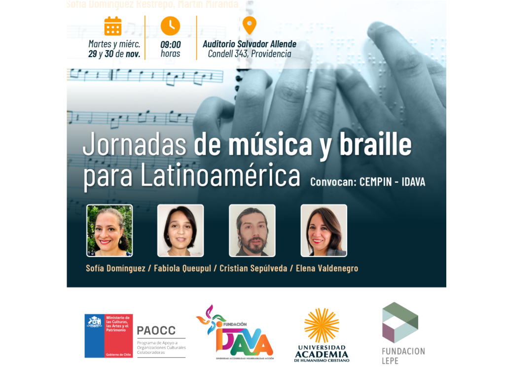 Afiche oficial Jornadas de Música y Braille para Latinoamérica